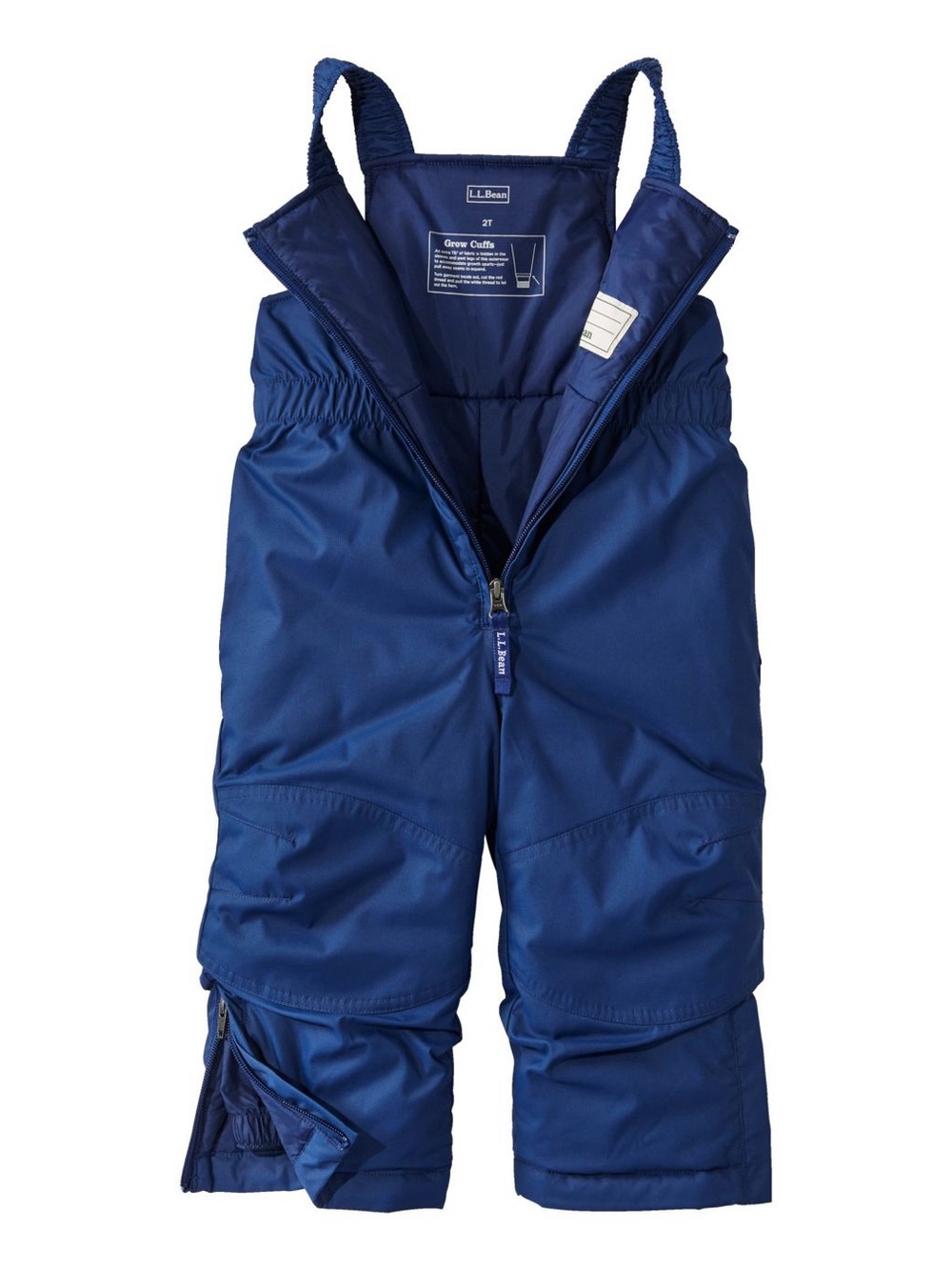 LL Bean Toddlers Grow Cuffs Cold Buster Royal Blue Snow Bibs Size 2T